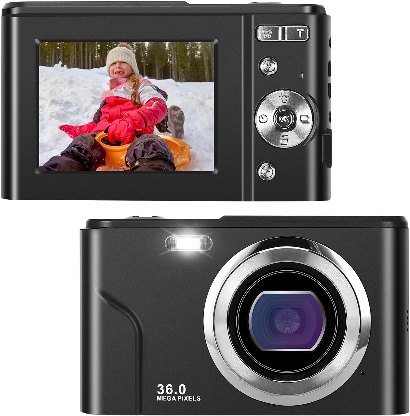 1080P Mini Kid Camera 36MP Rechargeable Point and Shoot Camera Pack of 2 X622160