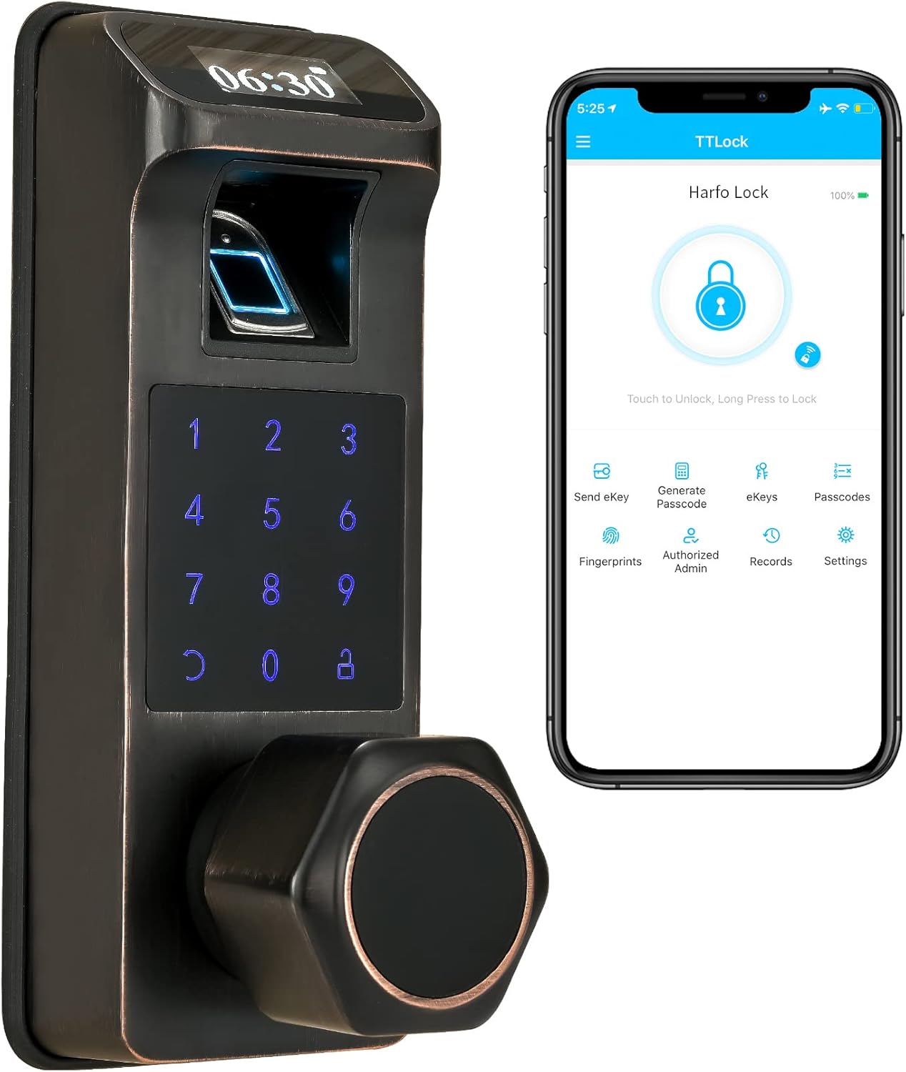 Aged Bronze Touchscreen Keyless Door Lock H56456