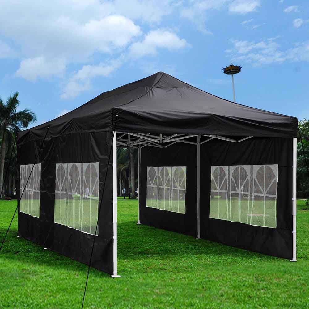 Black Pop Up Canopy Tent with Removable Sidewall Carry Bag Q284266