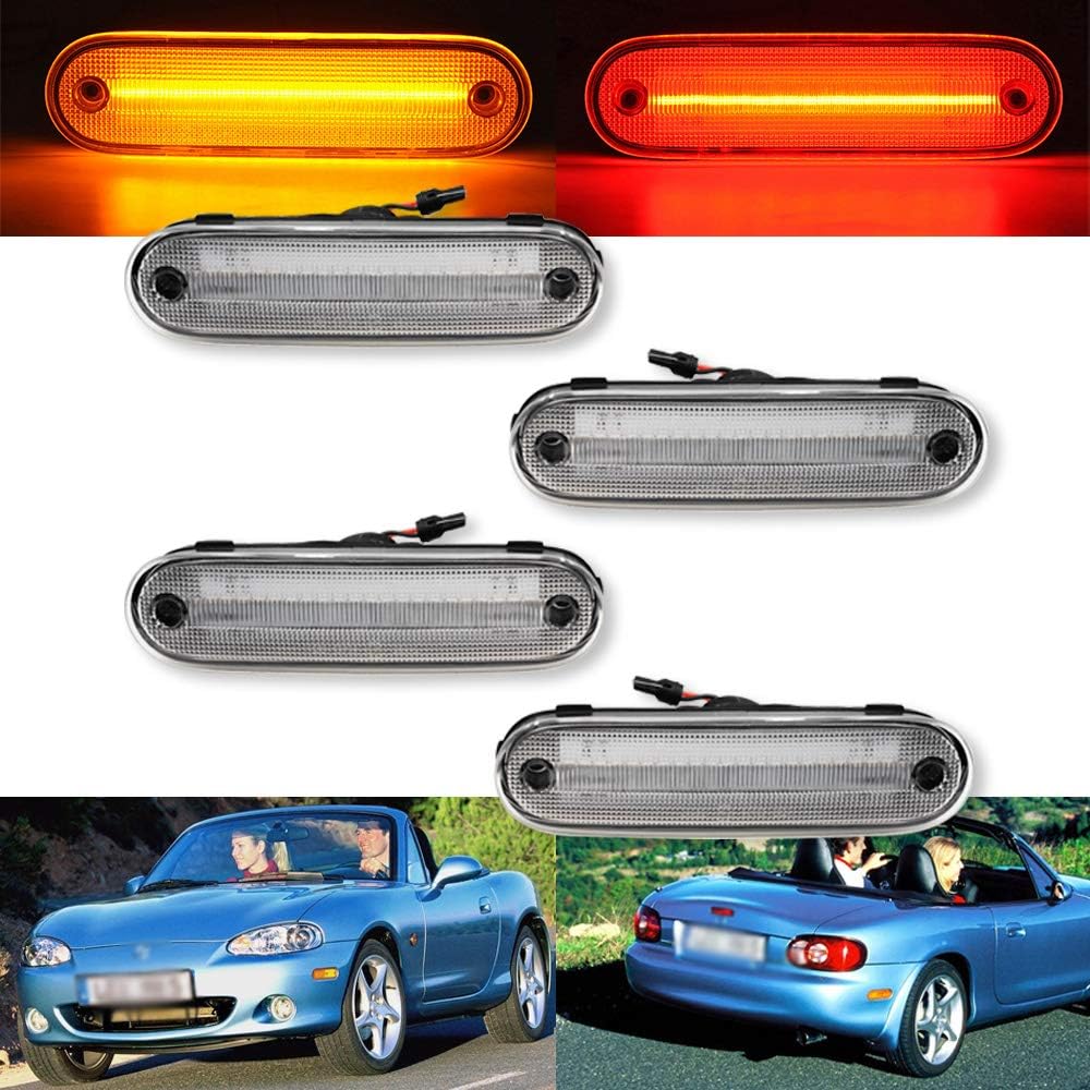 4Pcs Front & Rear LED Side Marker Light For Mazda Miata/MX-5 1990-1997/1999-2005 E49175