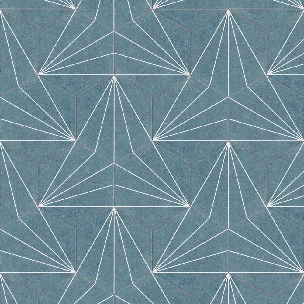 Aster Hex Azul Encaustic Porcelain Floor and Wall Tile E77079