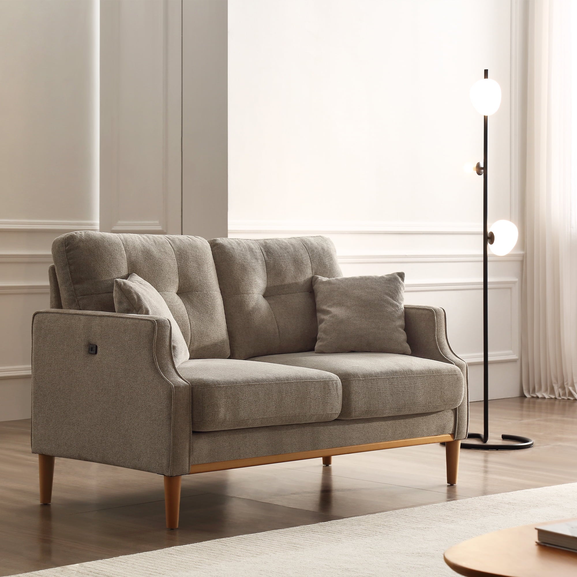 Cream Waterproof Fabric 2 Seater Loveseat Sofa J234590