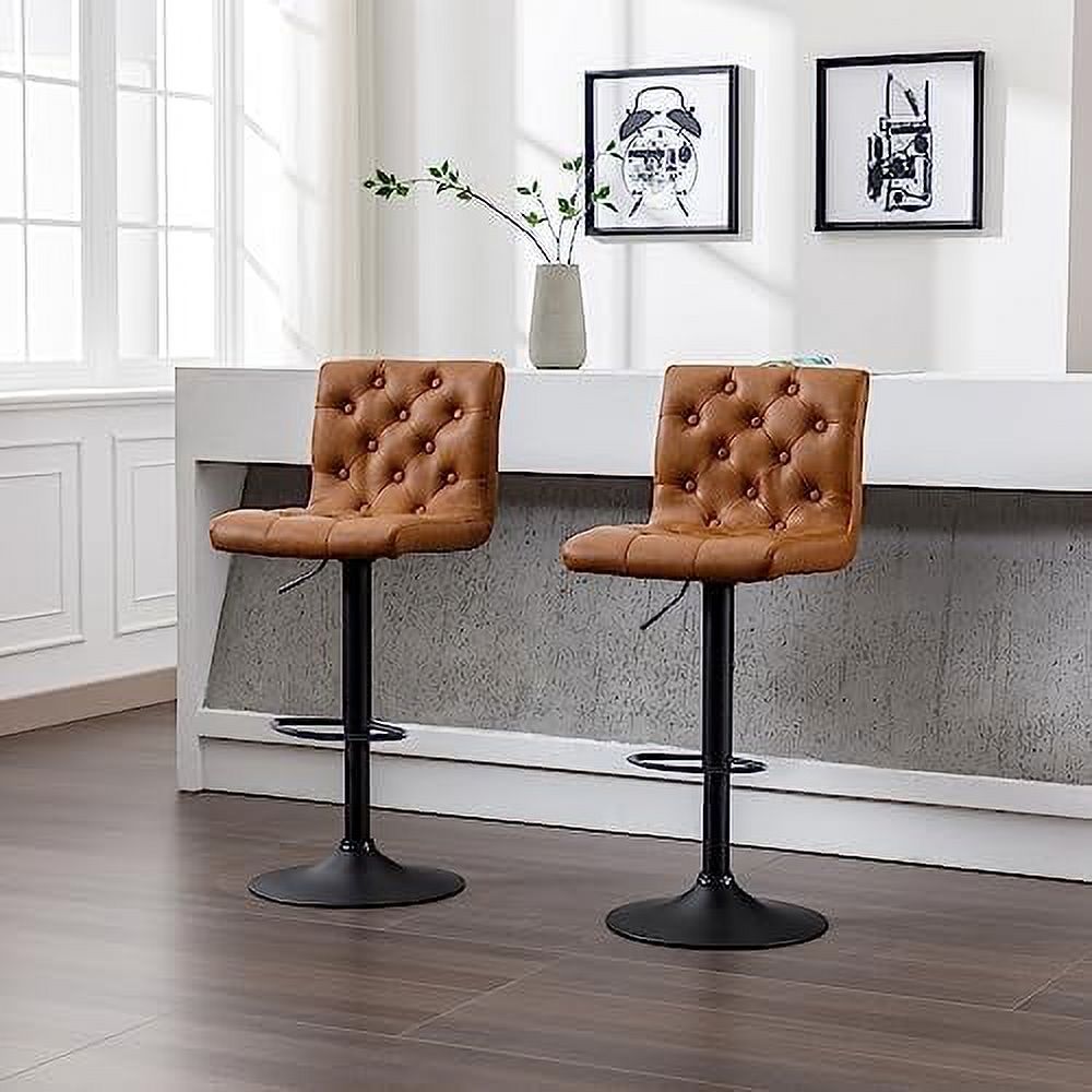 Grey Faux Leather Swivel Counter Height Stools with Footrest N33428