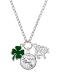 Green Enamel Four Leaf Clover Charm Necklace, 28" Y47202