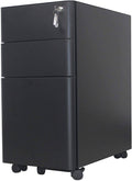 Black Metal 3 Drawer Mobile File Cabinet T7201