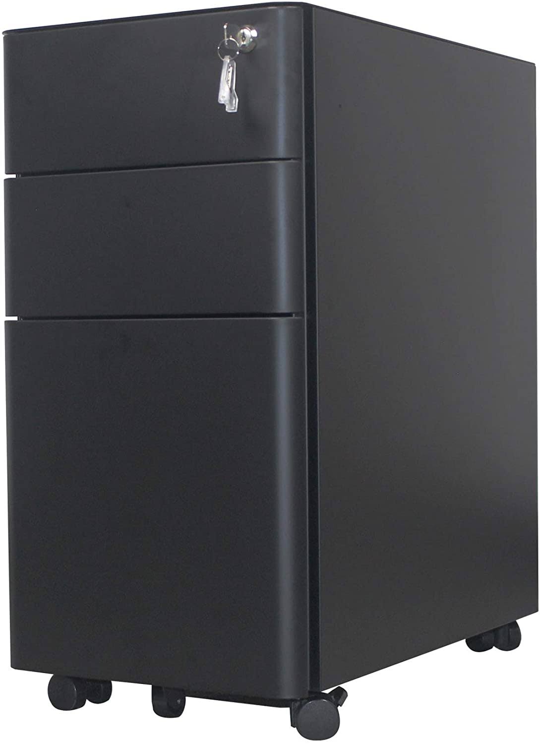 Black Metal 3 Drawer Mobile File Cabinet T7201