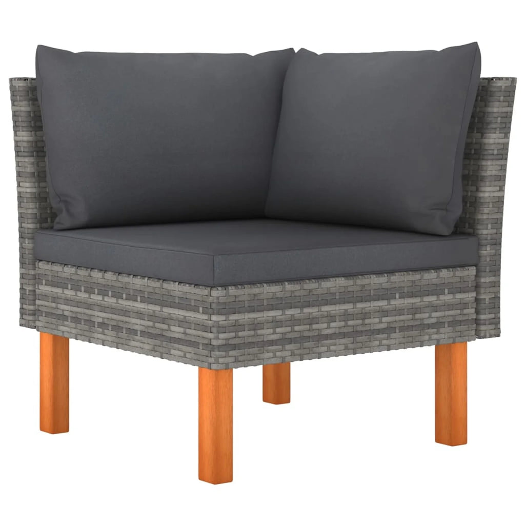 6 Piece Gray Poly Rattan Sectional Outdoor Furniture Set H173