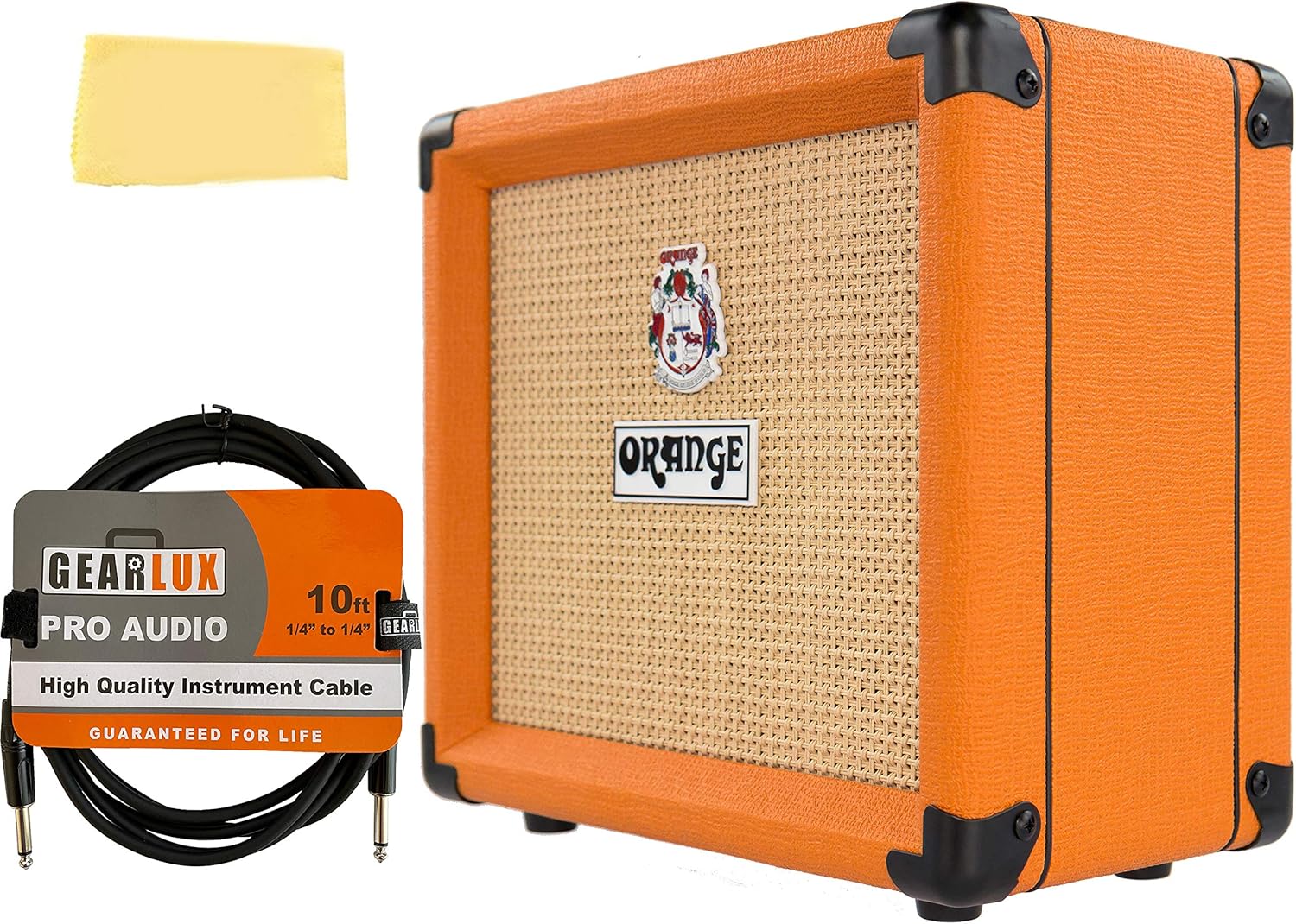 Guitar Combo Amplifier Bundle with Footswitch, Instrument Cables, and Polishing Cloth I11821
