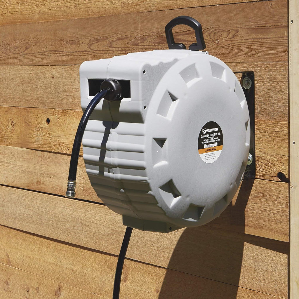 Retractable Garden Hose Reel with 5/8in. Dia. x 80ft. Hose - Wall Mount T69538