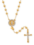 14K Gold Plated Sterling Silver Crystal Rosary Necklace 26" J62766