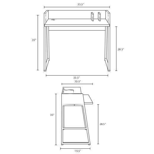 White Natural Wood Writing Desk I2357