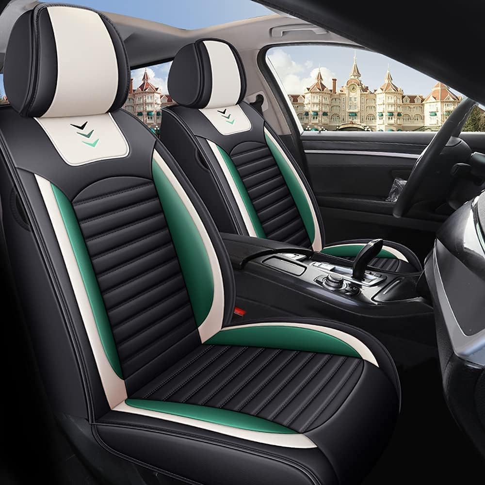 Black-Pink PU Leather Car Seat Cover 5-Seats J8674