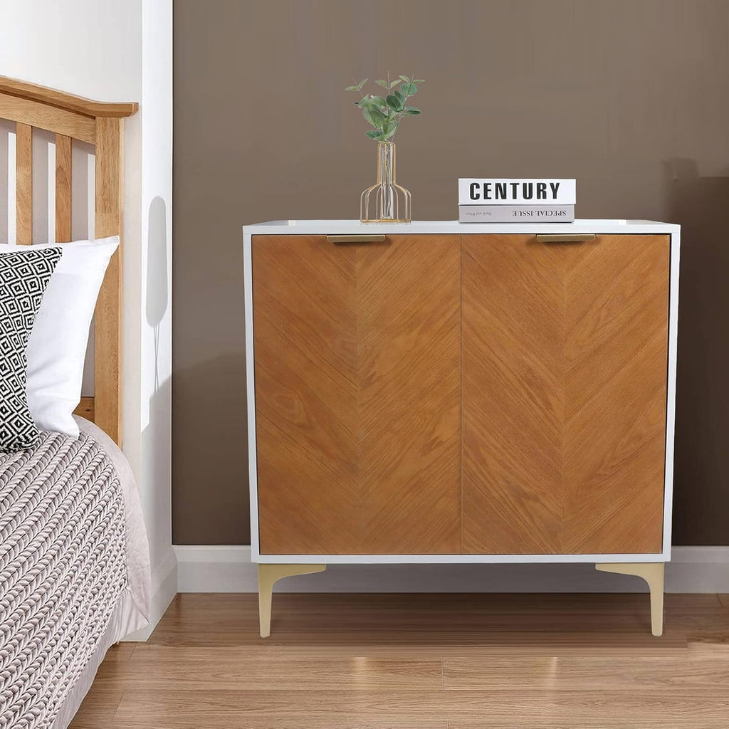 2 Door Storage Cabinet with Golden Legs Black N772664