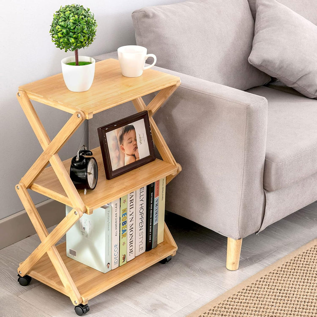 Bamboo 3-Tier Rolling Printer Cart with Storage I6746