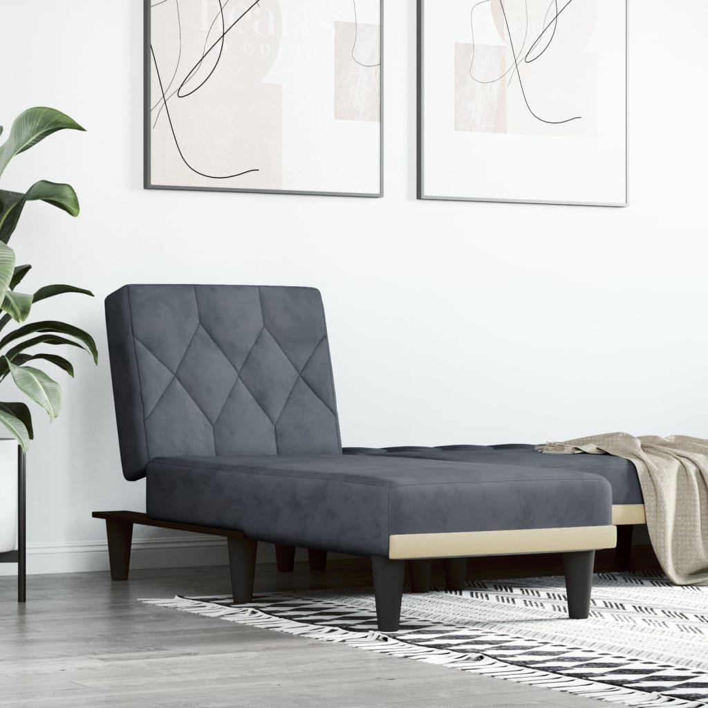 Dark Gray Velvet Chaise Longue P4378