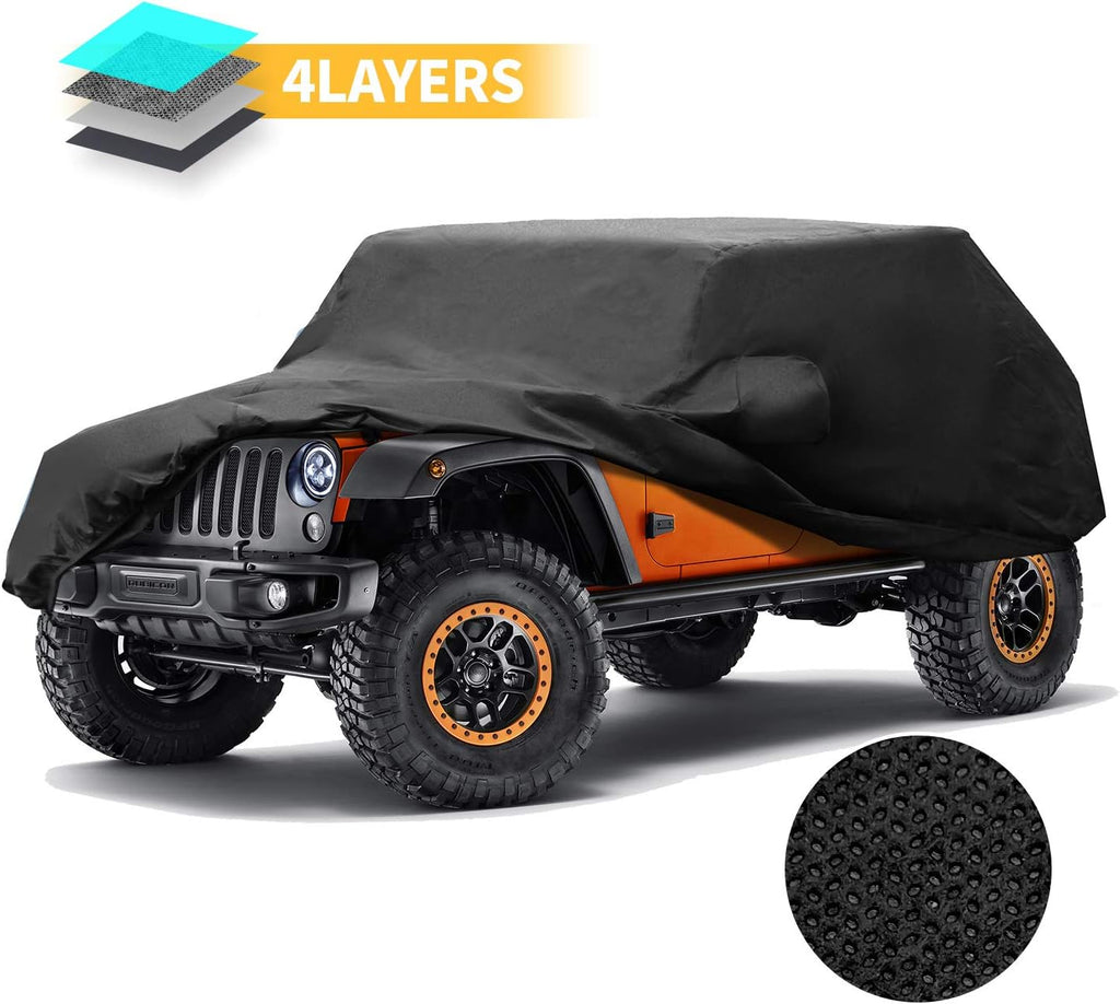 Black 4 Layer Waterproof Car Cover for Jeep Wrangler 4 Door Z49014