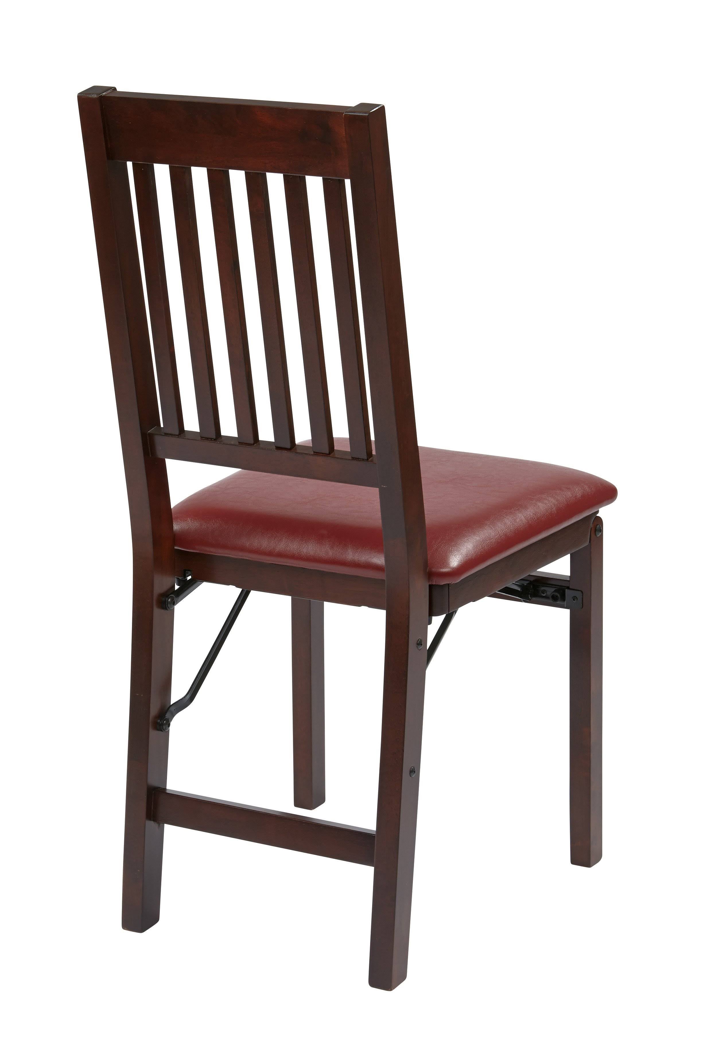 Solid Wood Folding Chair, Espresso/Red - 2 count H857594