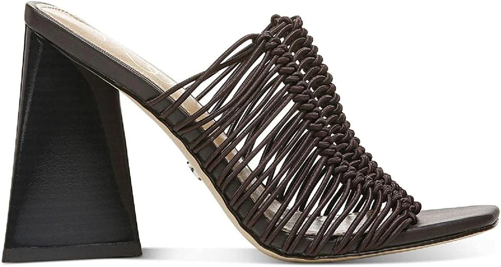 Caviar Brown Block Heel Slip On Squared Toe Mules J1725