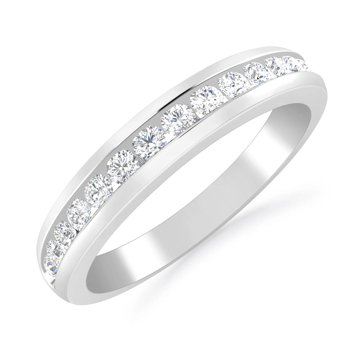 14K White Gold Diamond Stackable Band L601