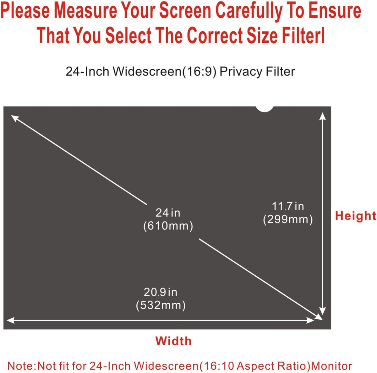 24-Inch Widescreen Monitor Privacy Screen Filter, Pack of 2 U532