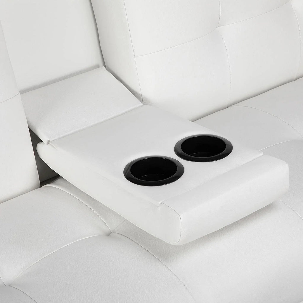 White Faux Leather Futon Set Convertible Sleeper Loveseat Daybed B149642