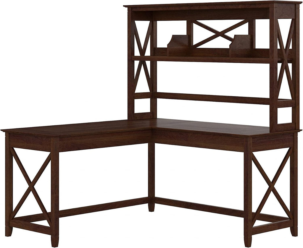 L Shaped Desk with Hutch, 60W, Cape Cod Gray Q514794