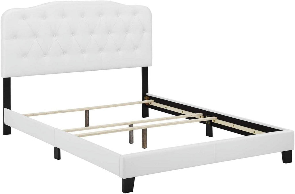 White Faux Leather Bed L45076