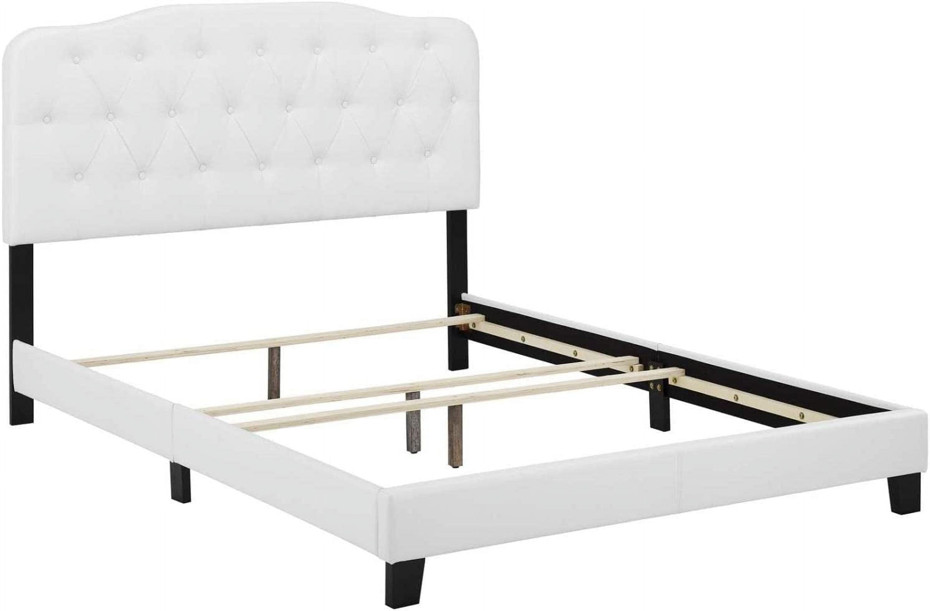 White Faux Leather Bed L45076