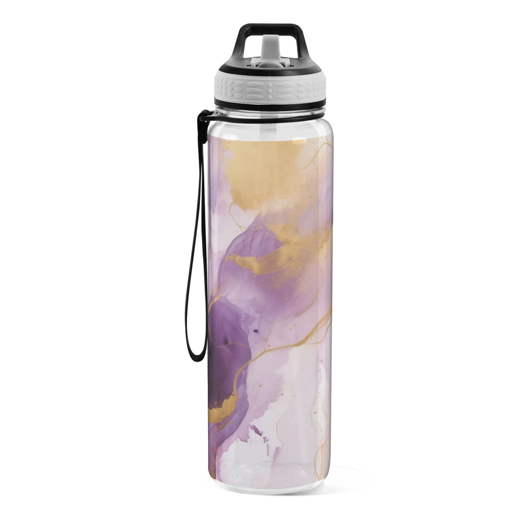 Purple and Gold Marble 32oz Tritan Leakproof Water Bottle with Straw Q755871