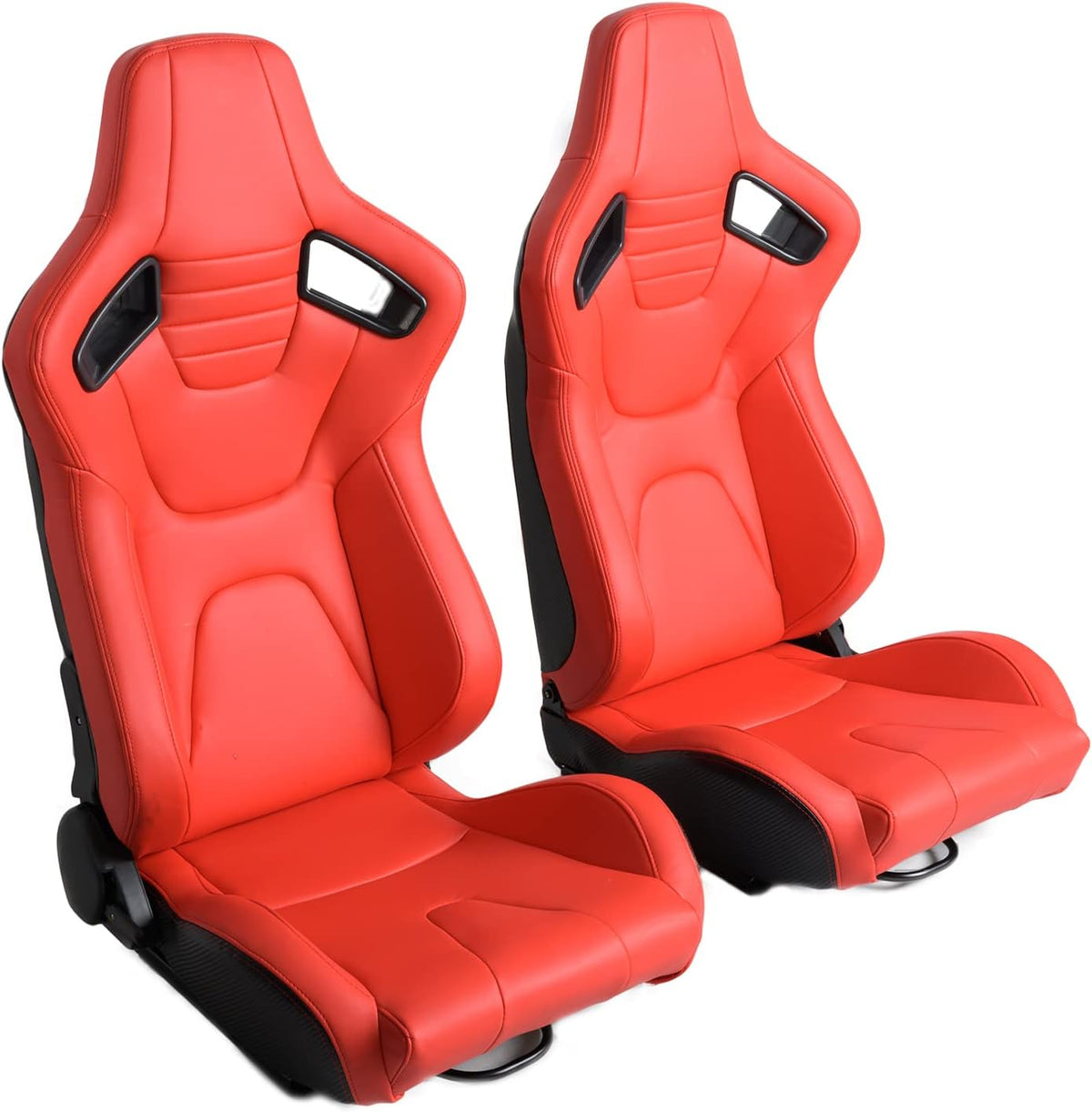 Racing Seats, 1 Pair Bucket Seats with Dual Lock Sliders, PVC Leather D798