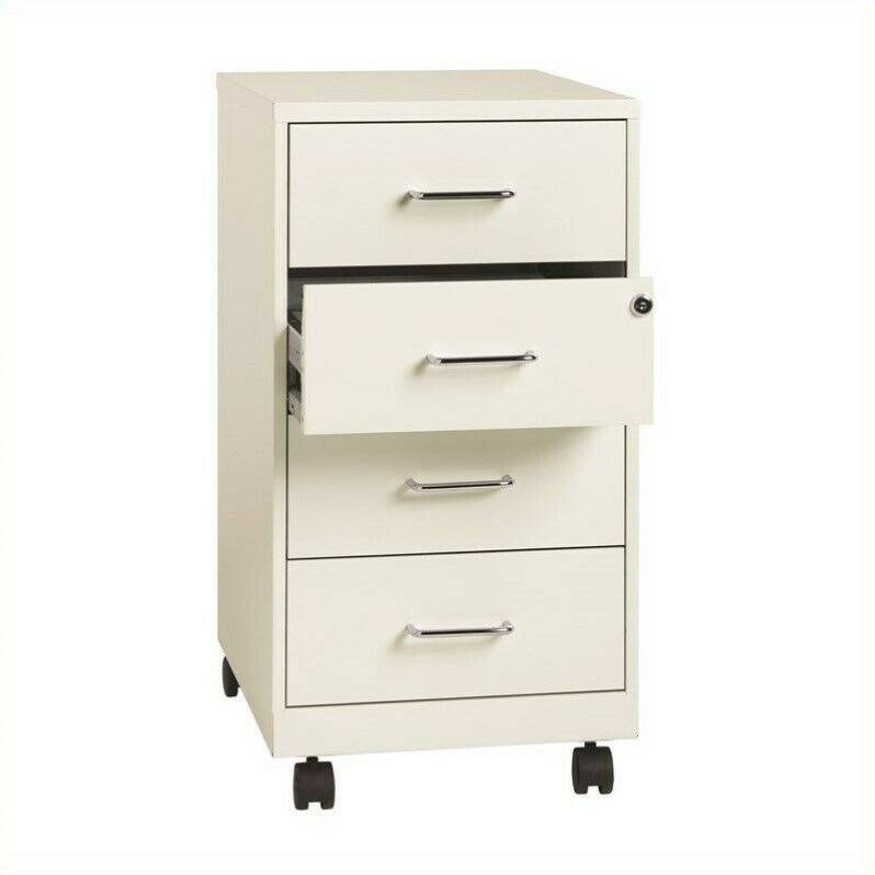 4 Drawer Steel File Cabinet in Pearl White D348