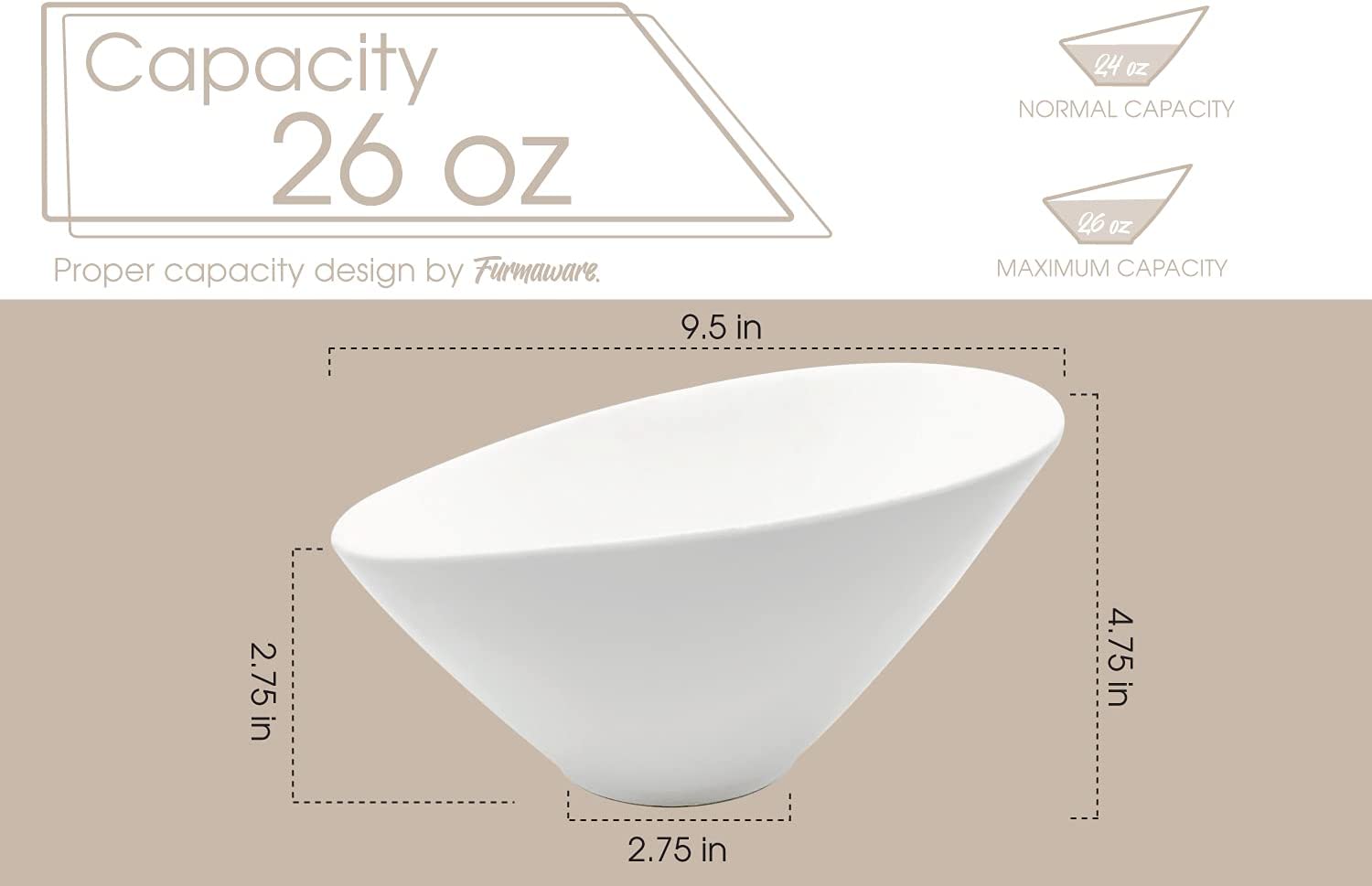Set of 2 White Porcelain Angled Serving Bowls G763344
