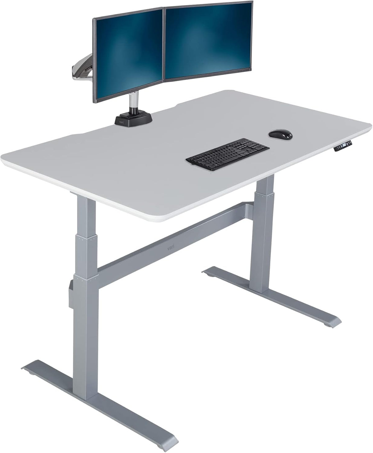 White Height Adjustable Standing Desk with Crossbar and Cable Management Tray H316