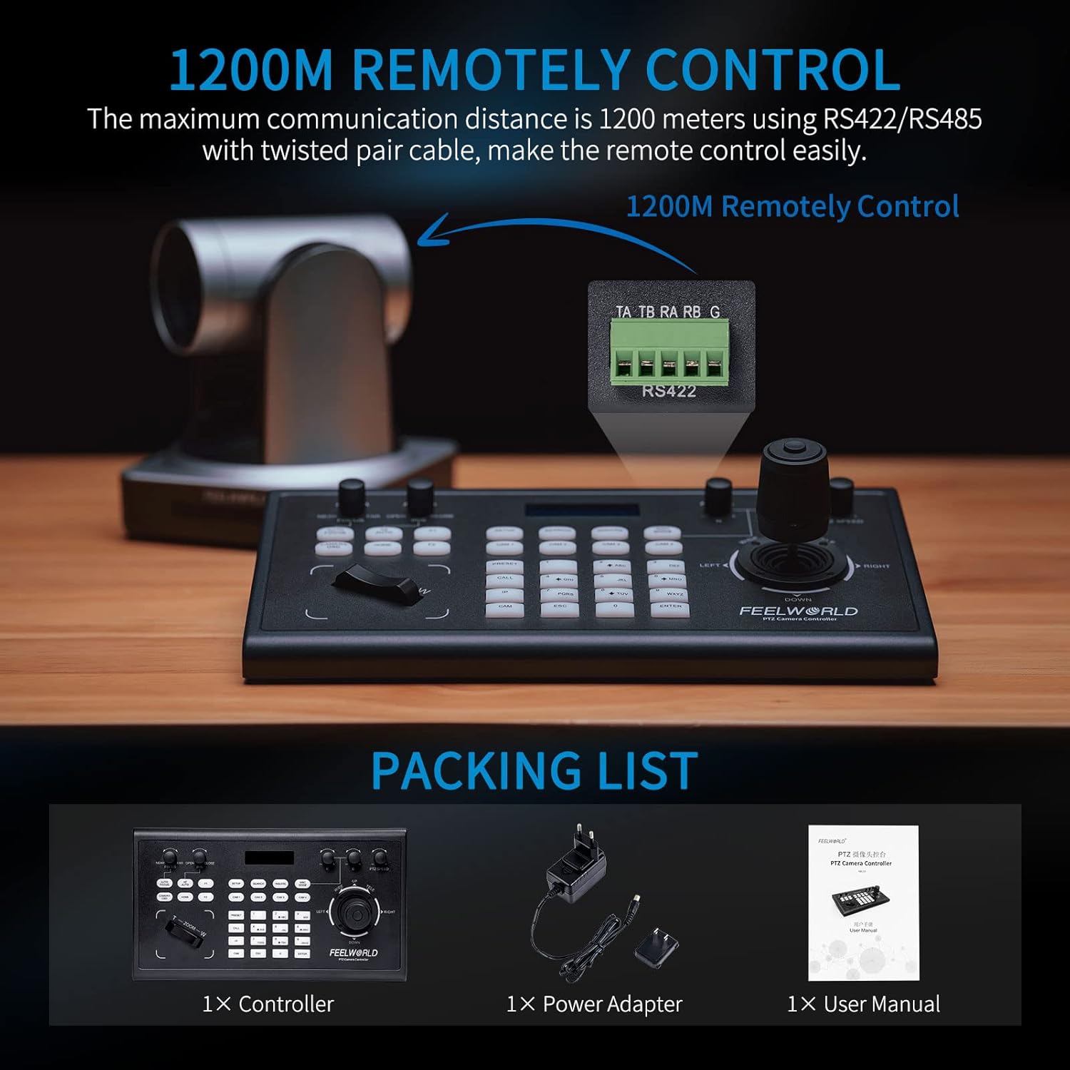 PTZ Camera Controller with Joystick and Keyboard Control LCD Screen PoE Supported P73122