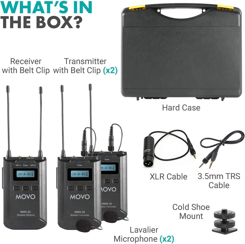 48-Channel UHF Wireless Lavalier Microphone System with 1 Receiver, 2 Transmitters, and 2 Lapel Microphones B7754