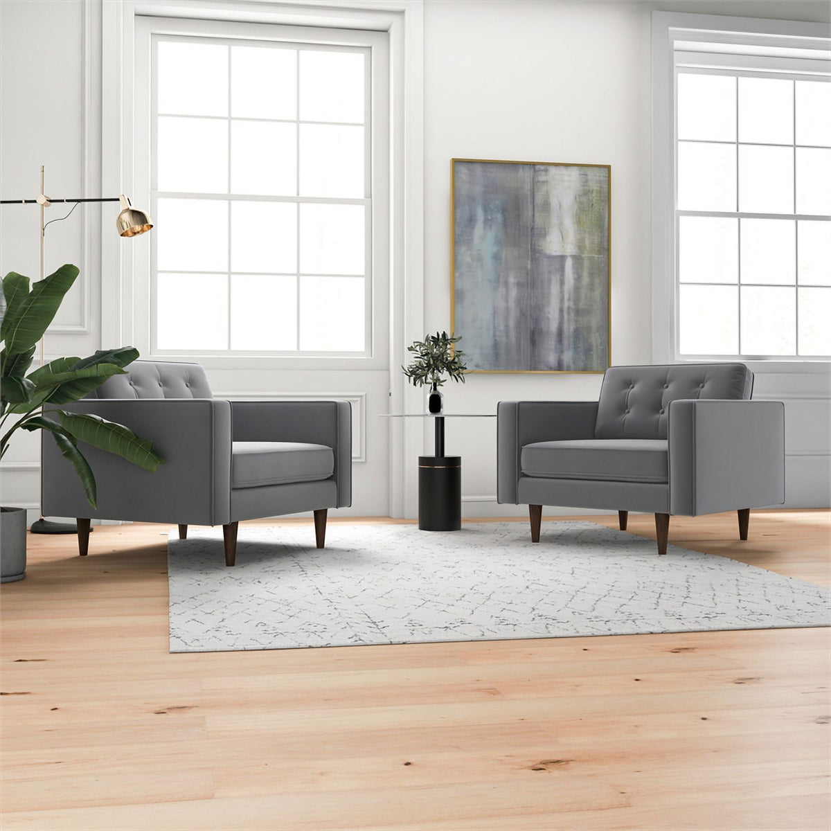 Gray Velvet Lounge Chair (Set of 2) T696221