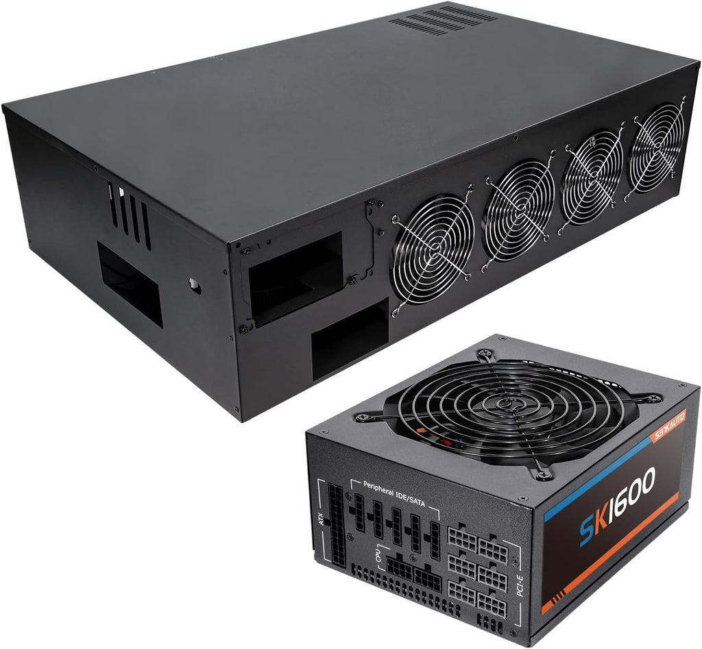 8 Ports GPU Mining Frame Case with 8 Cooling Fans Q572