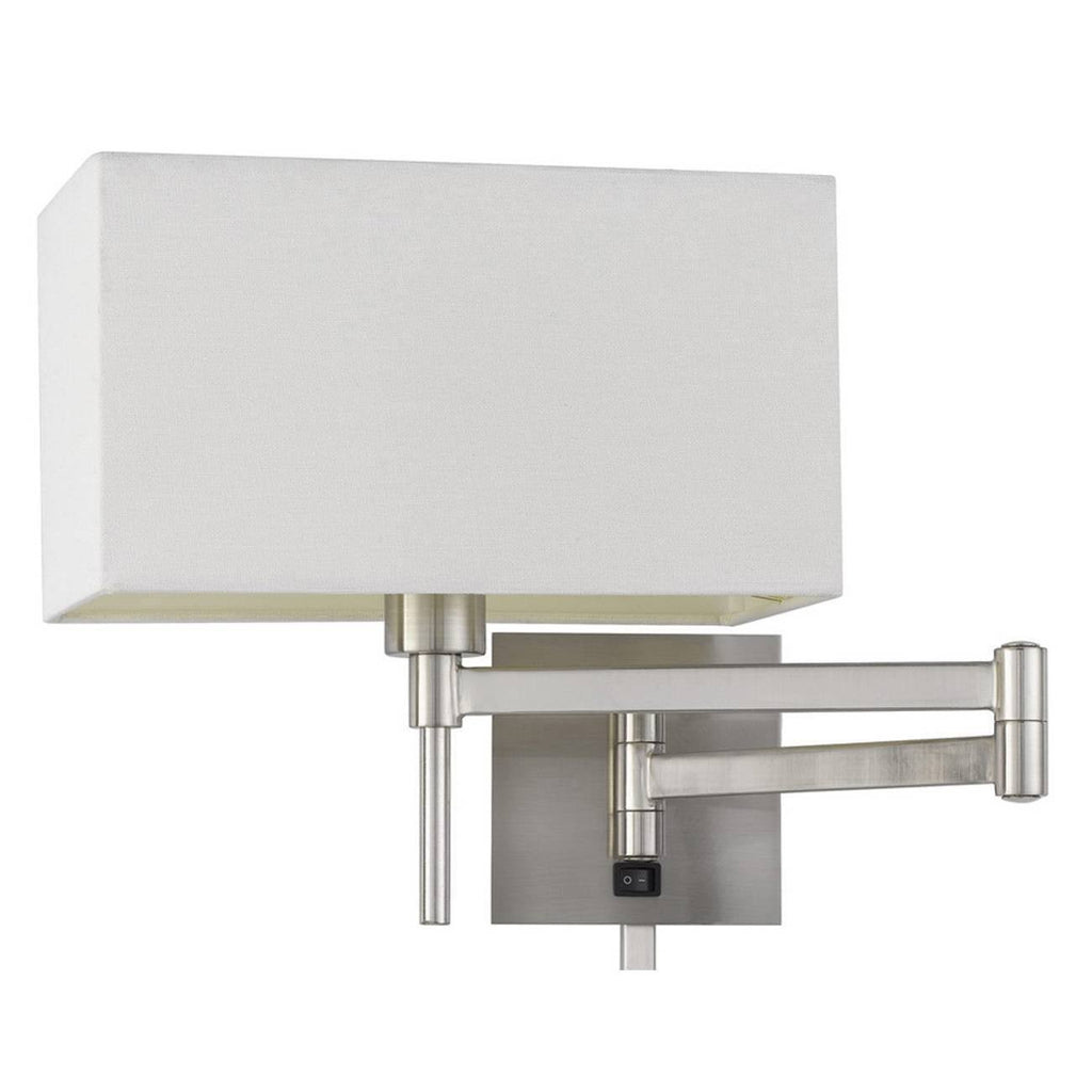12x22 Wall Swing Arm Reading Lamp with Fabric Shade Brushed Steel X61870