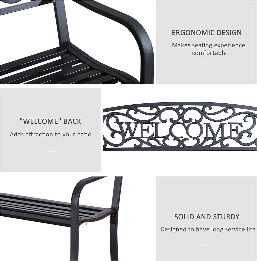 50 2-Person Garden Bench Loveseat with Cast Iron Decorative Vines G8020