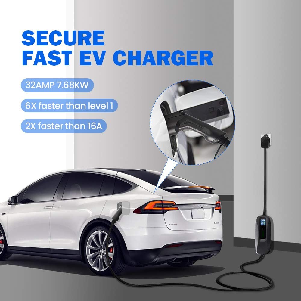 Portable Electric Vehicle Charger, NEMA 6-50 220V-240V 20ft Cable, SAE J1772 V796719