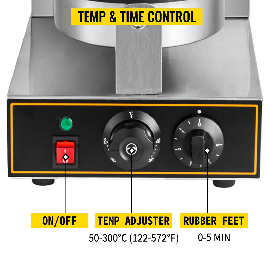 1000W Nonstick Stainless Steel Egg Roll Machine with Adjustable Temperature and Time Control, 10x13 inch, Black 110V H23736