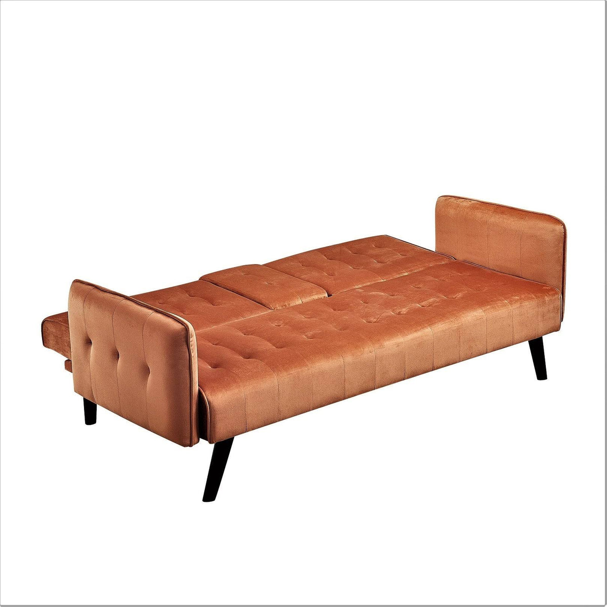 Yellow Tufted Convertible Velvet Sofa Bed with Cup Holder P329