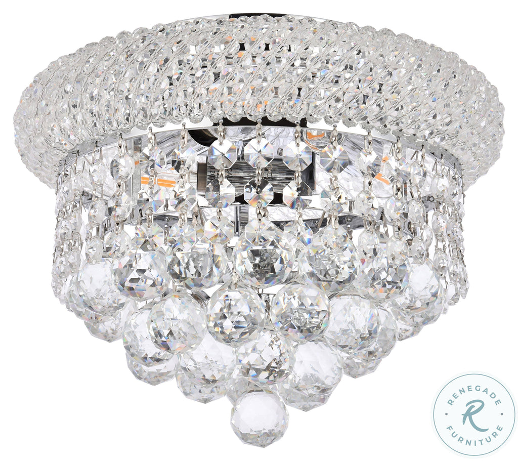 3 Light Chrome Flush Mount Cut Crystal B535930
