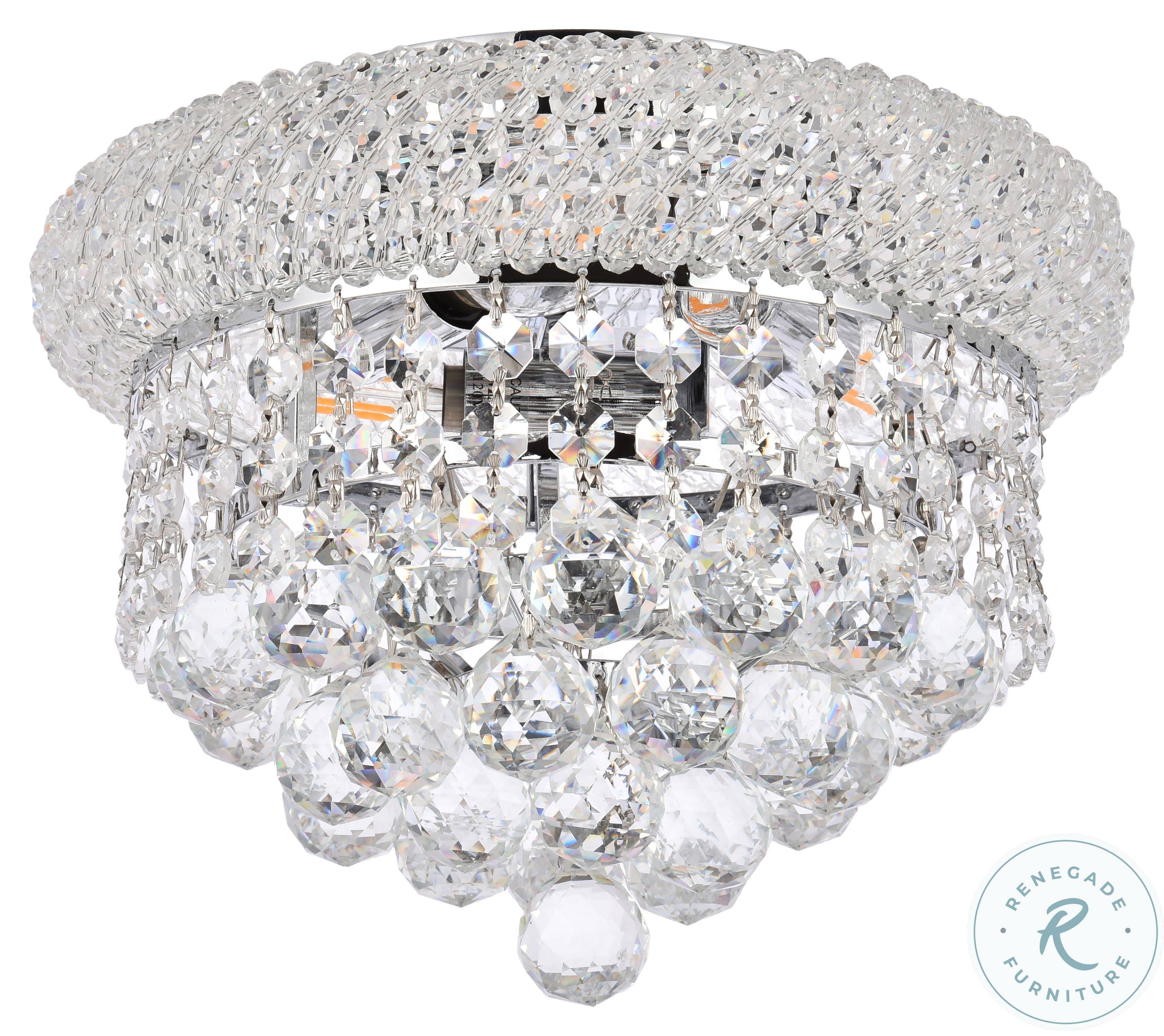 3 Light Chrome Flush Mount Cut Crystal B535930