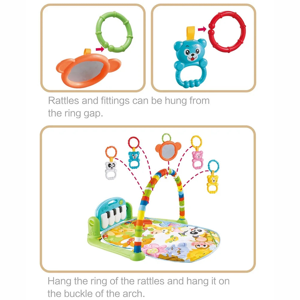Playmat with Hanging Mirror Musical Activity Center Tummy Time Play Mat D228101