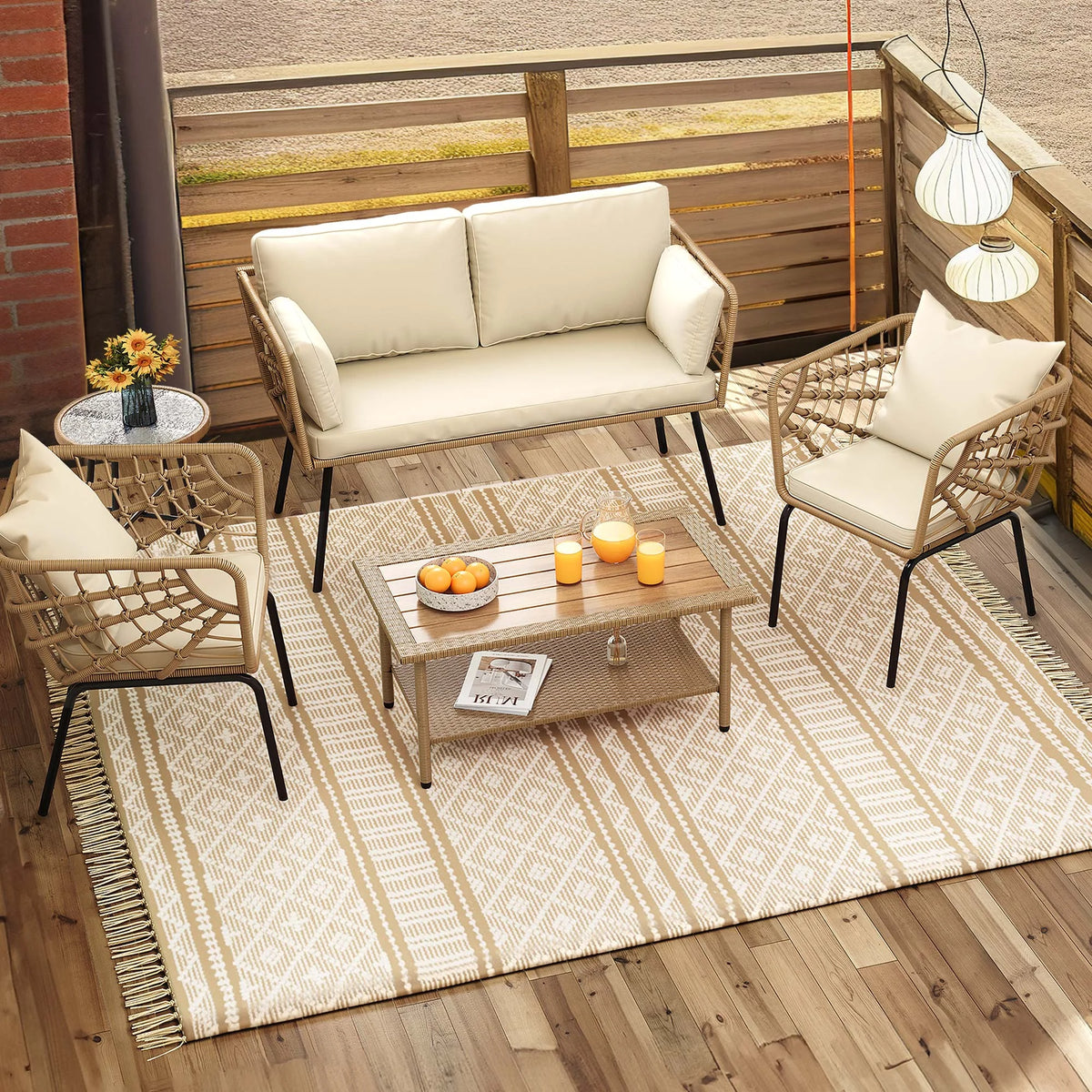 2 Pieces Patio Furniture Set with Coffee Table R7020