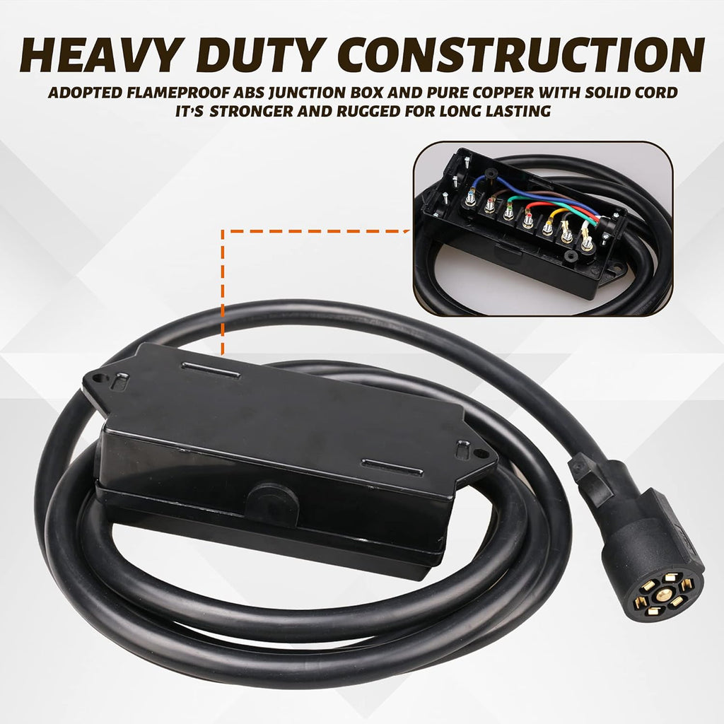 11ft 7-Pin Trailer Connector Wiring Harness with Junction Box L2267