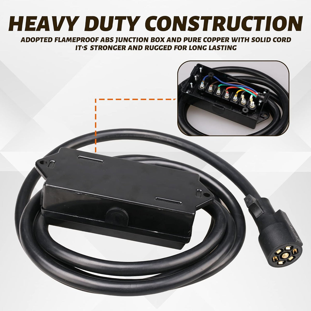 11ft 7-Pin Trailer Connector Wiring Harness with Junction Box L2267