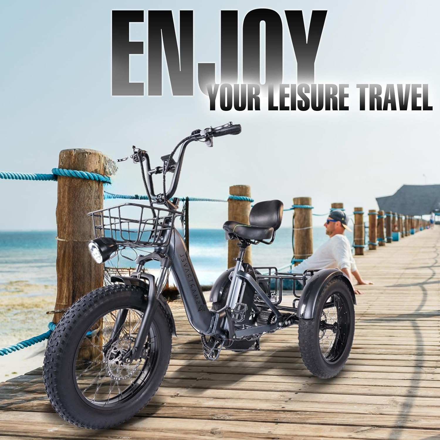 Electric Trike 750W Motor 20" Fat Tire 3 Wheel Electric Bike Dual Removable Batteries V691498