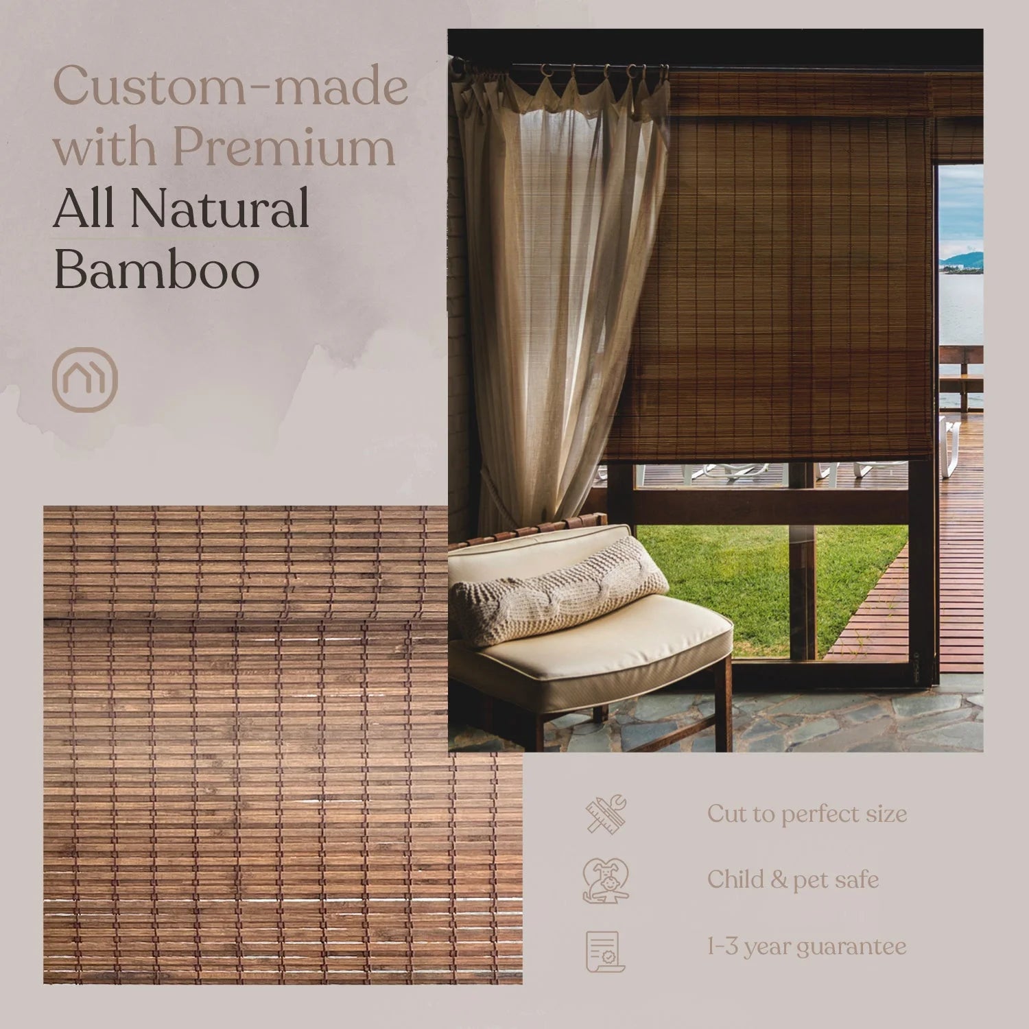 Bamboo Shades 37"W X 60"H Cordless M59312